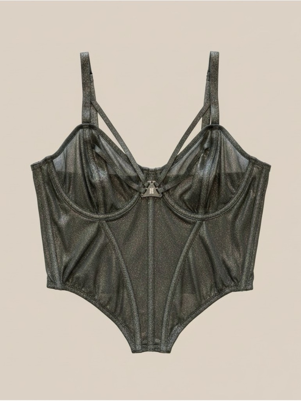 NWT Savage X Fenty Mesh Bustier Forest Green Caged Large